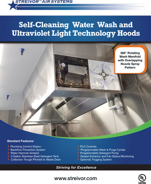 Streivor Self-Cleaning Water Wash and Ultraviolet Light Technology Hoods